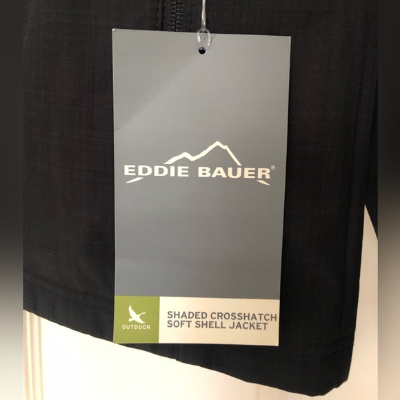 Eddie Bauer Men’s Red Hat Shaded Crosshatch Soft Shell Black Jacket - Picture 3 of 16